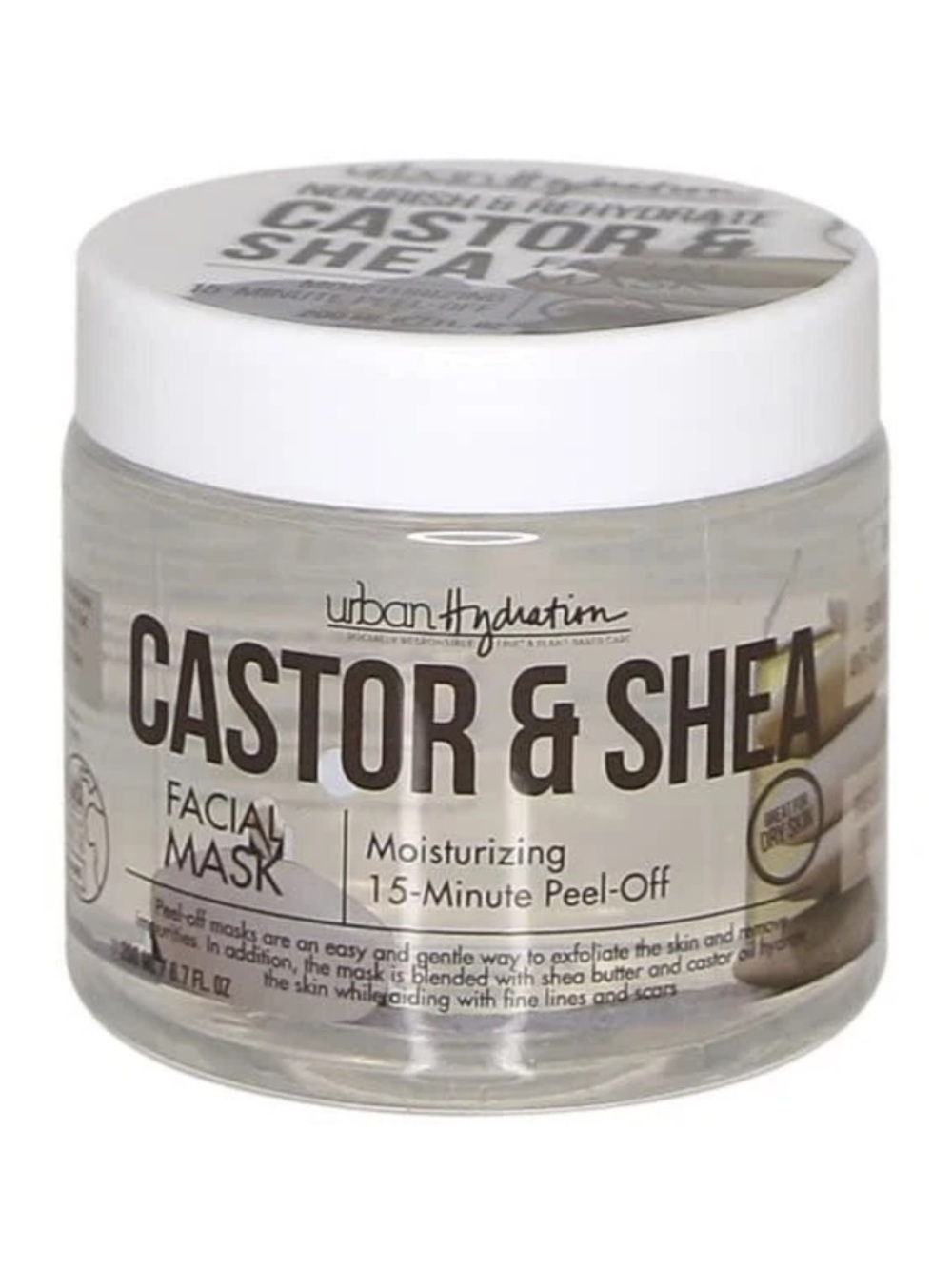 URBAN HYDRATION Castor & Shea Facial Mask Peel-Off 6.7 Oz Nourish Hydrate NEW
